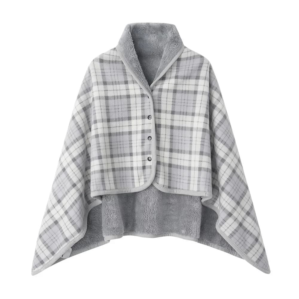 Couverture portable à carreaux paresseux, doublure polaire, châle doux pour la maison, avec bouton, 