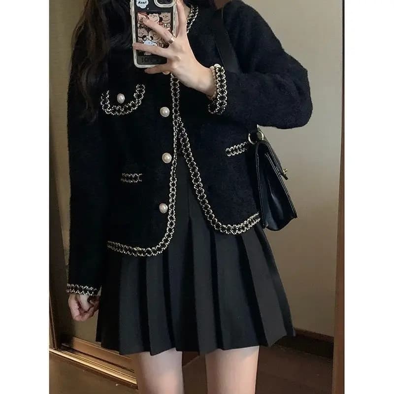Manteau court en tricot imitation vison pour le début du printemps, style célébrité, pull en tricot,