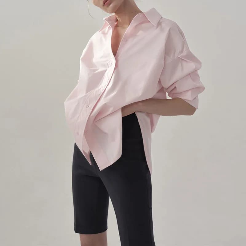 Chemise en coton printemps et automne veste cardigan femme haut ample à manches longues chemise en c