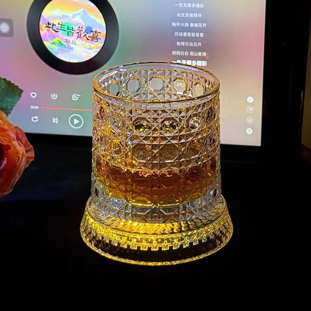 1 verre à whisky vintage 360 ° Verre à cocktail rotatif en cristal pour Scotch, Gin, Vodka, Brandy –