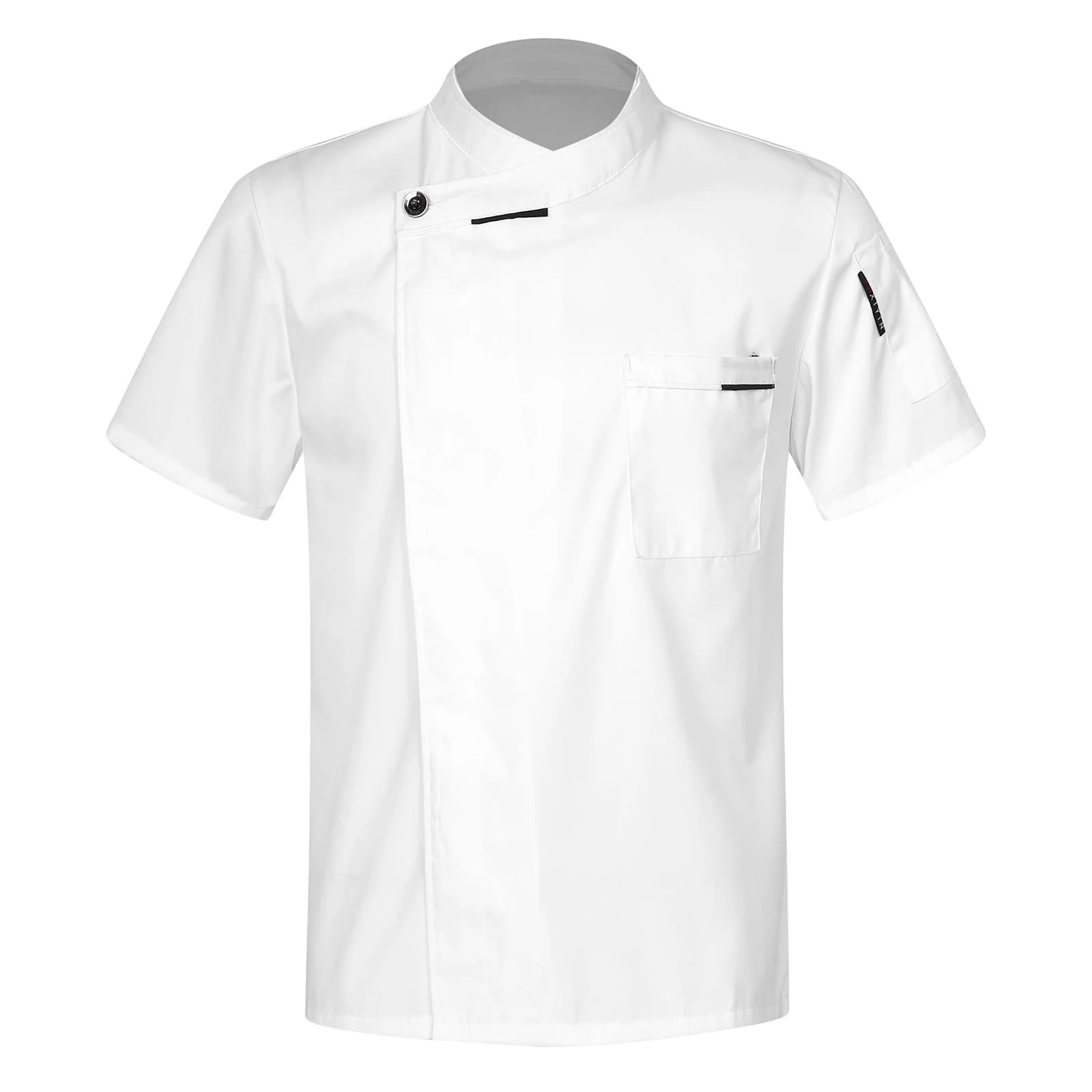 Veste de Chef Unisexe à Col Croisé pour Hommes et Femmes, Tenue de Travail pour la Restauration, la 