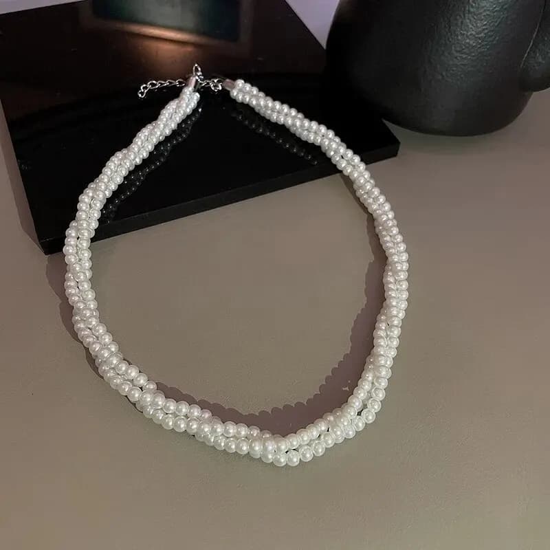 Collier de perles d'imitation pour femmes, chaîne de clavicule Simple, ras du cou blanc, bijoux de m
