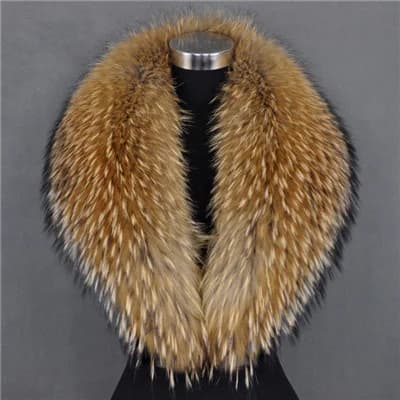 Véritable col de fourrure de raton laveur femmes écharpe de fourrure naturelle hiver grande taille e