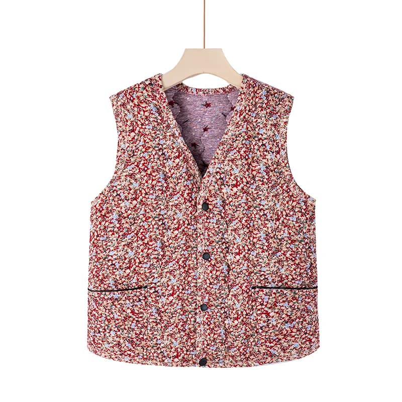 Gilets à fleurs pour femmes, veste en fibre ultra-légère, gilet en coton chaud, base en glaçure, aut