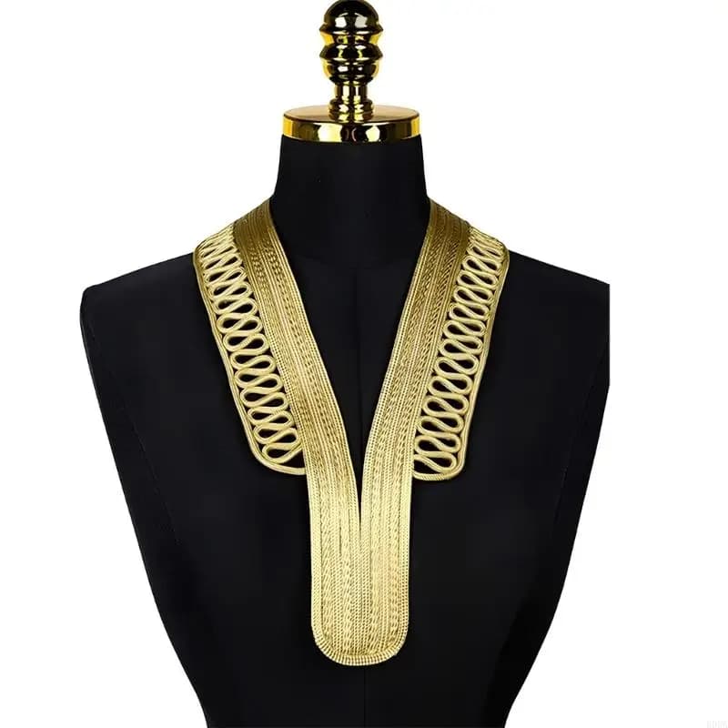 Embellissement d'applique collier fil d'or chatoyant pour décoration vêtements