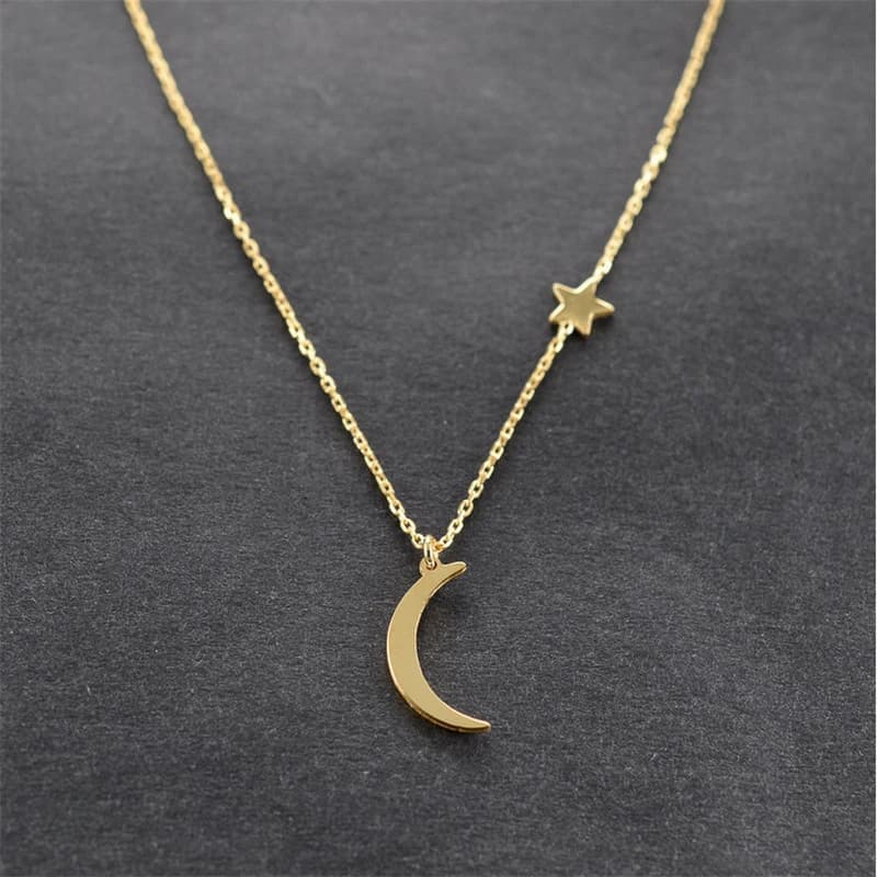 Colliers de la présidence de la lune étoile pour femmes, document doré, liens métalliques, bijoux co