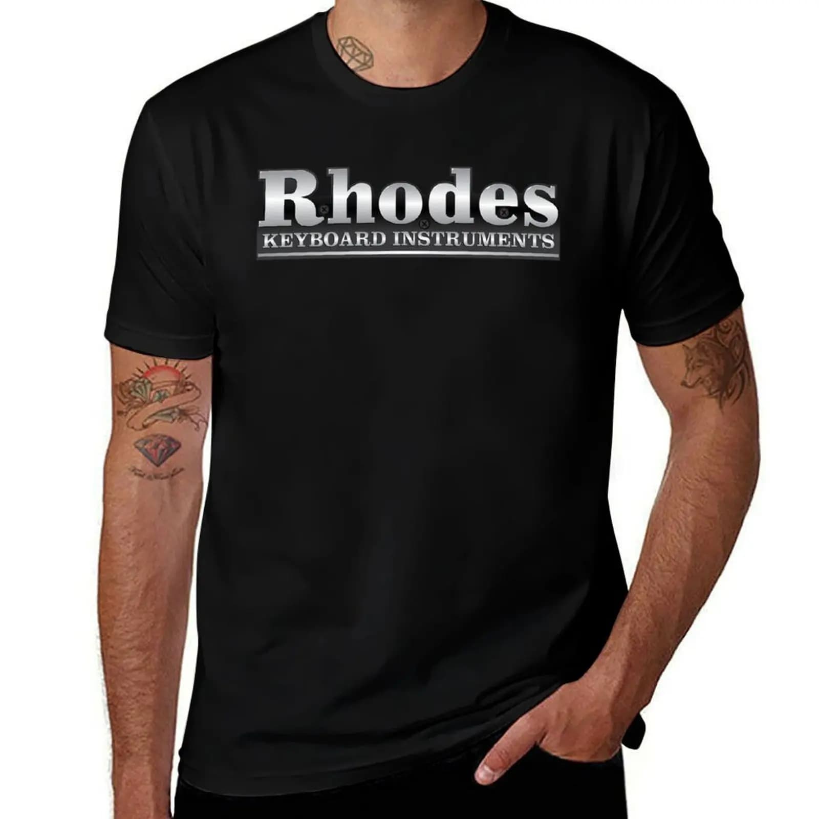 T-shirt classique avec logo de piano électrique Rhodes, T-Shirt basique pour tenue quotidienne, T-Sh
