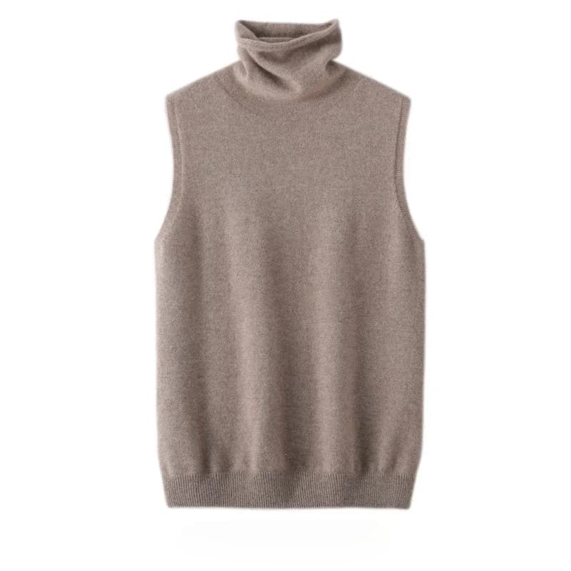 Femmes 100% laine mérinos pulls sans manches col roulé pull gilet laine tricots printemps automne hi