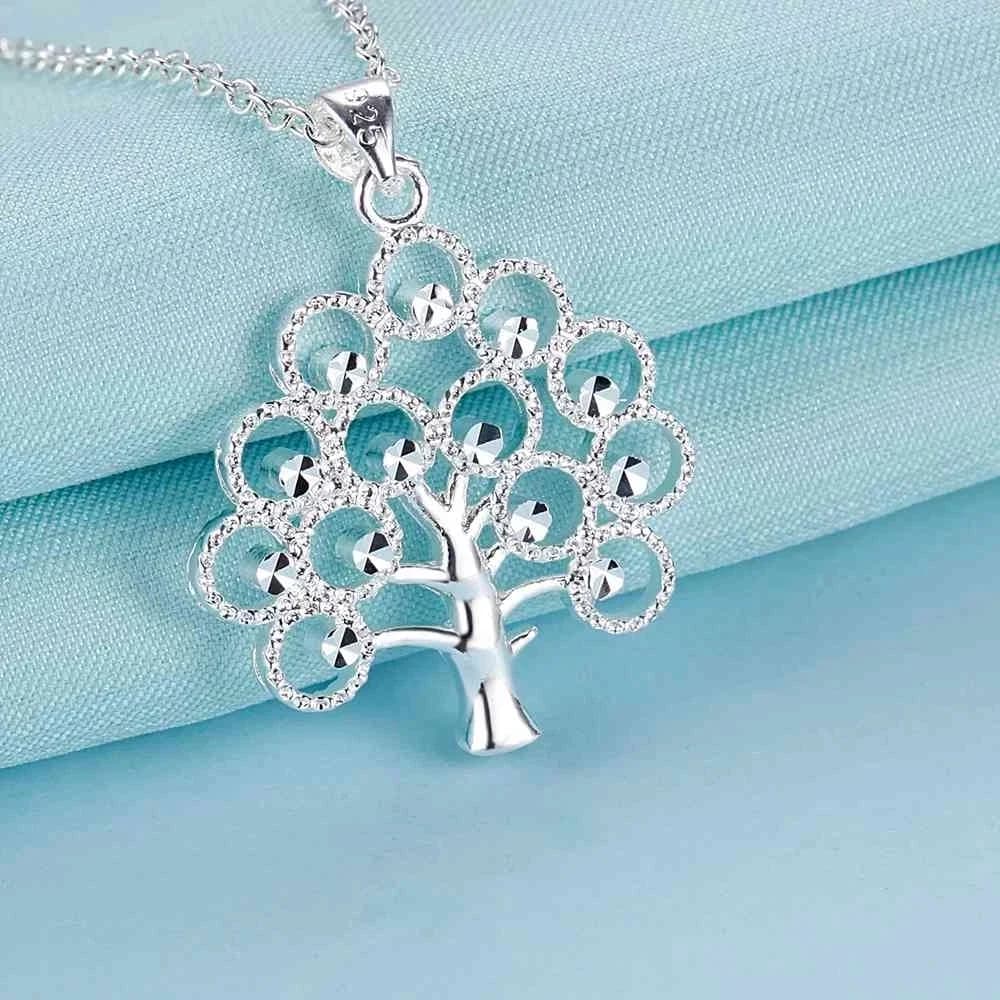 Collier avec pendentif arbre fin en argent Sterling 925 pour femmes, 45cm, breloques à la mode, cade