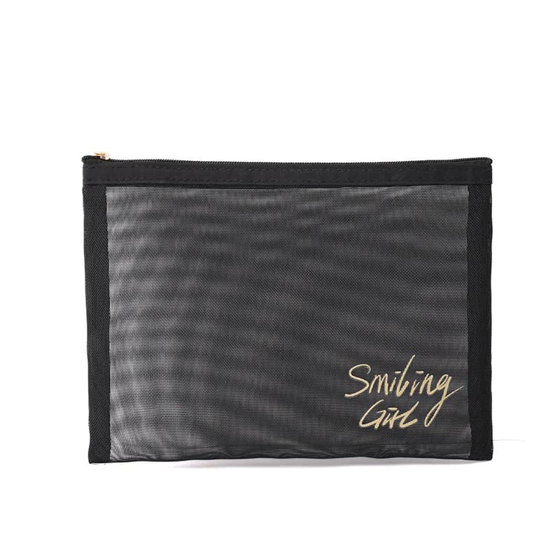 Sac à cosmétiques en maille, trousses de maquillage en maille noire, fermeture éclair, poudres pour 