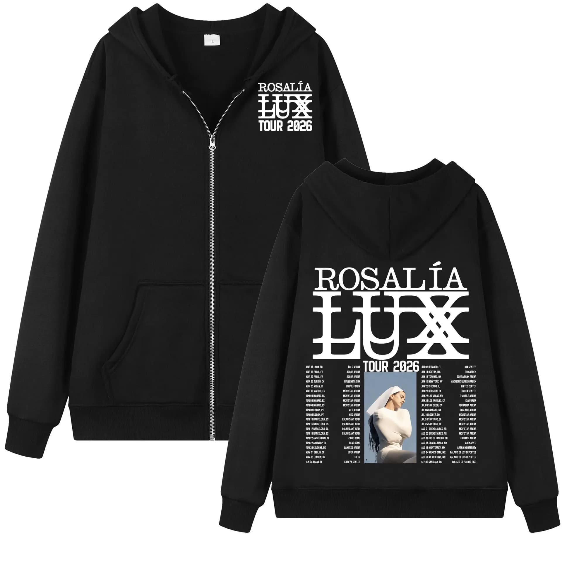 Sweat à capuche zippé Singer Rosalia LUX Tour 2026, mode décontractée, manches longues, sweat-shirts