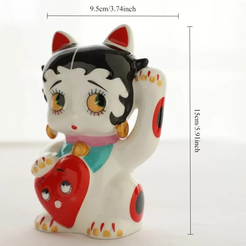 Ornements Chat Porte-Bonheur, Style Couple avec un Design Adorable en Forme de Cœur, Décorations Cré