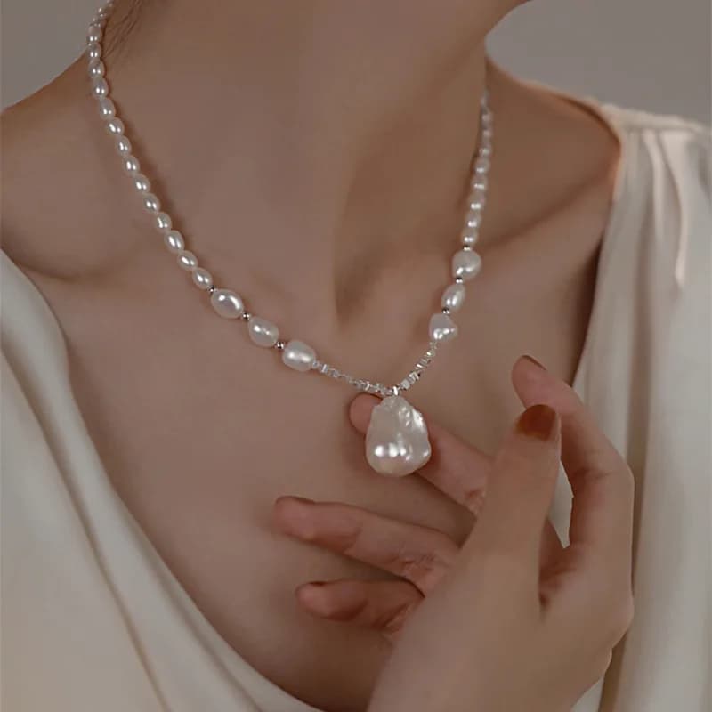 Collier de Perles Baroques de Luxe Indépendant pour Femme, Pendentif Goutte d'Eau Rétro Français, Co