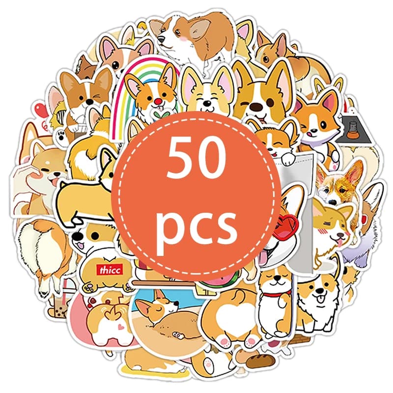 50 pièces autocollants chien Corgi autocollants galés Corgi Pembroke autocollants chien mignon vinyl