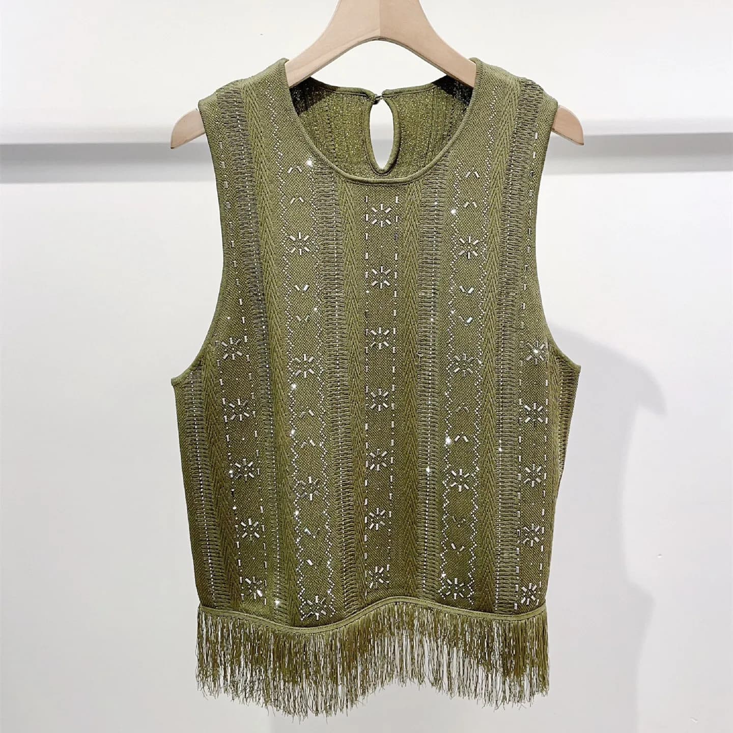 Ensemble Slim Femme Nouveauté 2026 : Gilet en Maille Sans Manches à Col Rond et Pompons ou Jupe Midi