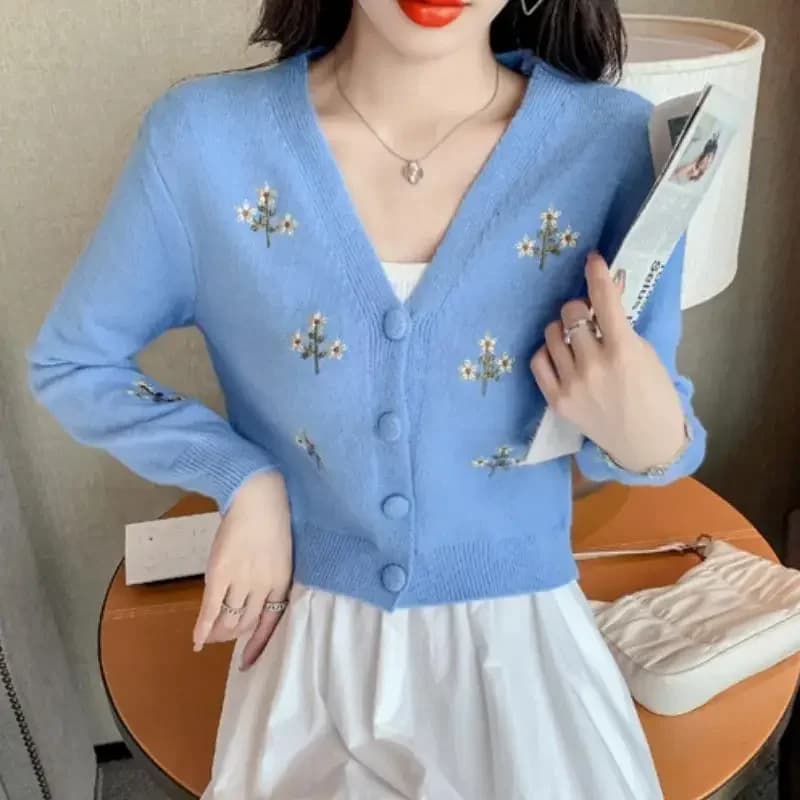 Cardigans floraux pour femmes, confortable, Prairie française, Chic, Vintage, tricoté doux, gracieux