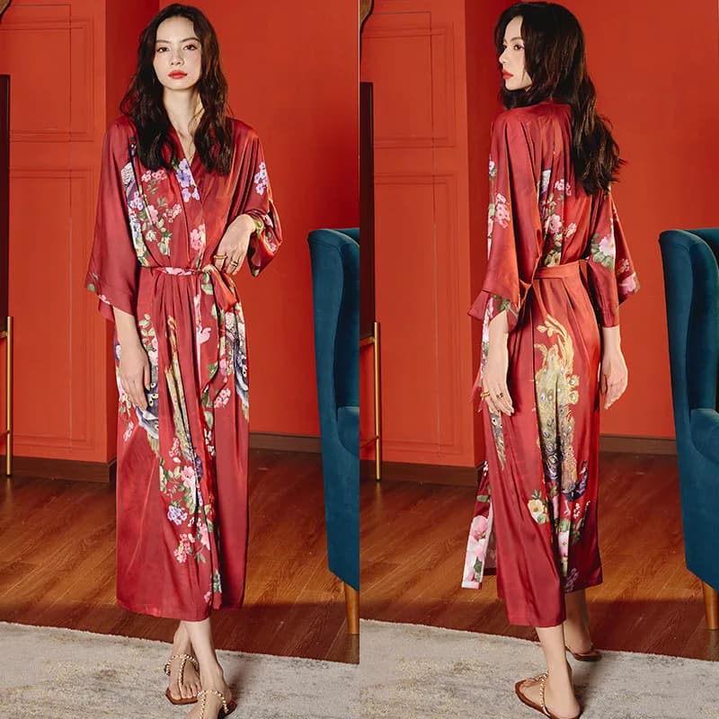 Peignoir Kimono de mariée pour femmes, vêtements de nuit, chemise de nuit décontractée, vêtements de