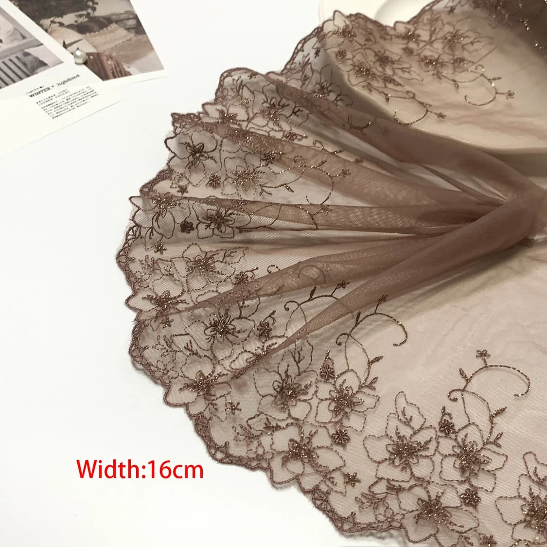 15 Yards de dentelle brodée en maille colorée, pour travaux manuels DIY, couture de robes de poupées