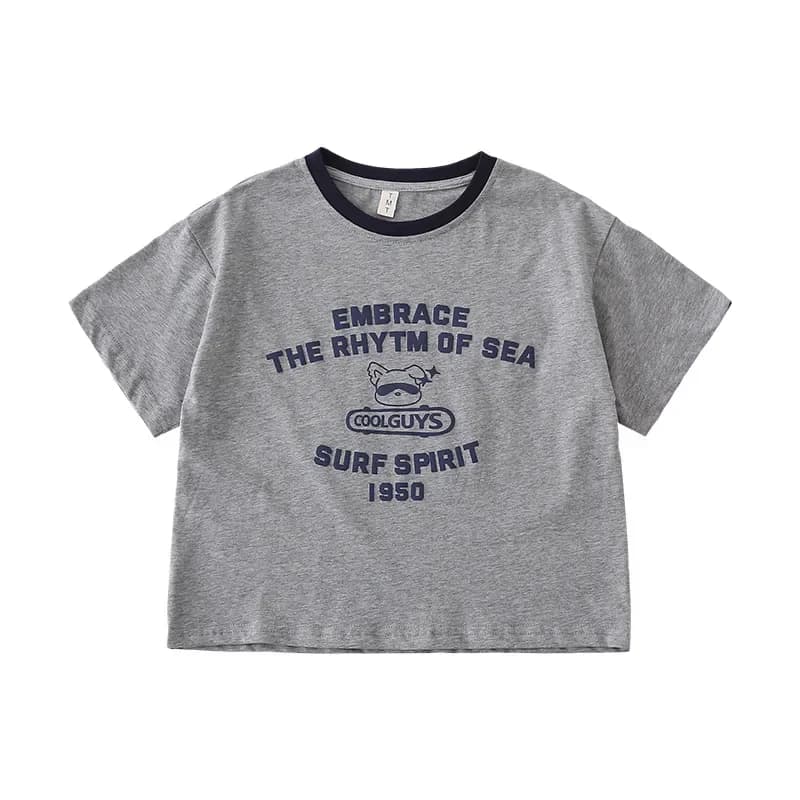 T-Shirt gris à manches courtes, ensemble assorti pour la famille, tenue d'été Pure, vêtements pour g