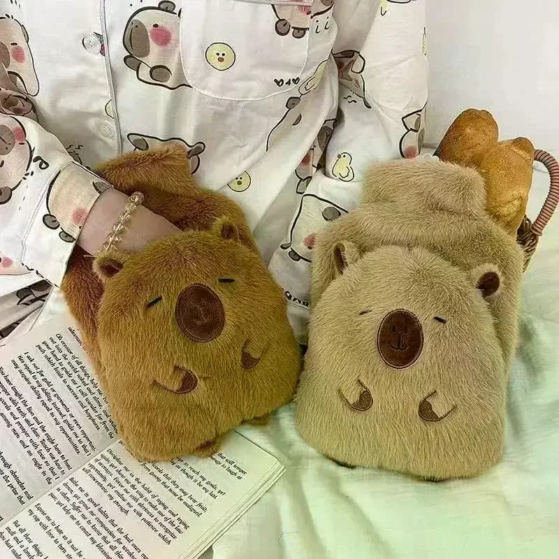 1000ML dessin animé Capybara sac chaud PVC épais sac d'eau chaude mignon en peluche eau chaude main 