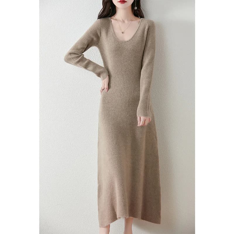 VU col coupe ajustée 100% laine mérinos femmes automne hiver nouveau Style à manches longues chaud c