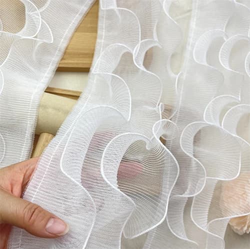 Tissu de dentelle en maille plissée pour couture, ruban à volants, col de robes, garniture de volant