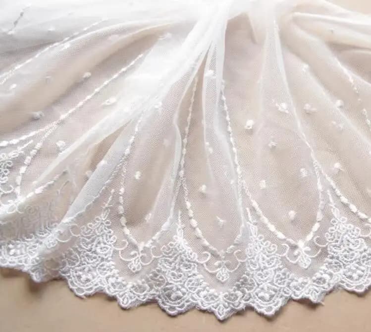 Fil de filet brodé en polyester blanc délicat, ruban de garniture, appliques en dentelle, accessoire