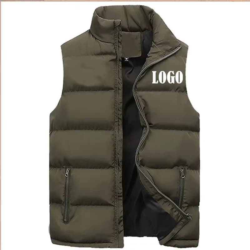 Veste gilet personnalisée pour hommes, vestes chaudes sans manches, manteau d'hiver à fermeture écla