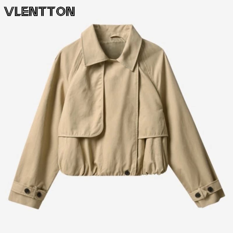 Manteau Trench Femme de Haute Qualité à Col Revers, Coupe Décontractée, Manches Longues, Couleur Uni