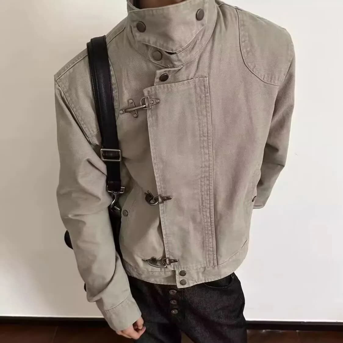 Veste rétro pour homme à col rabattu, style américain, veste de travail courte, nouvelle collection 