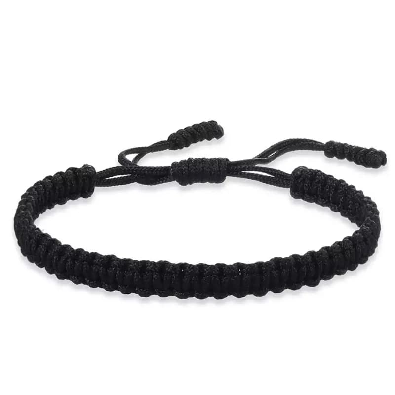 Bracelets à cordes tressées faits à la main, corde tissée tibétaine bouddhiste rouge et noir, amulet