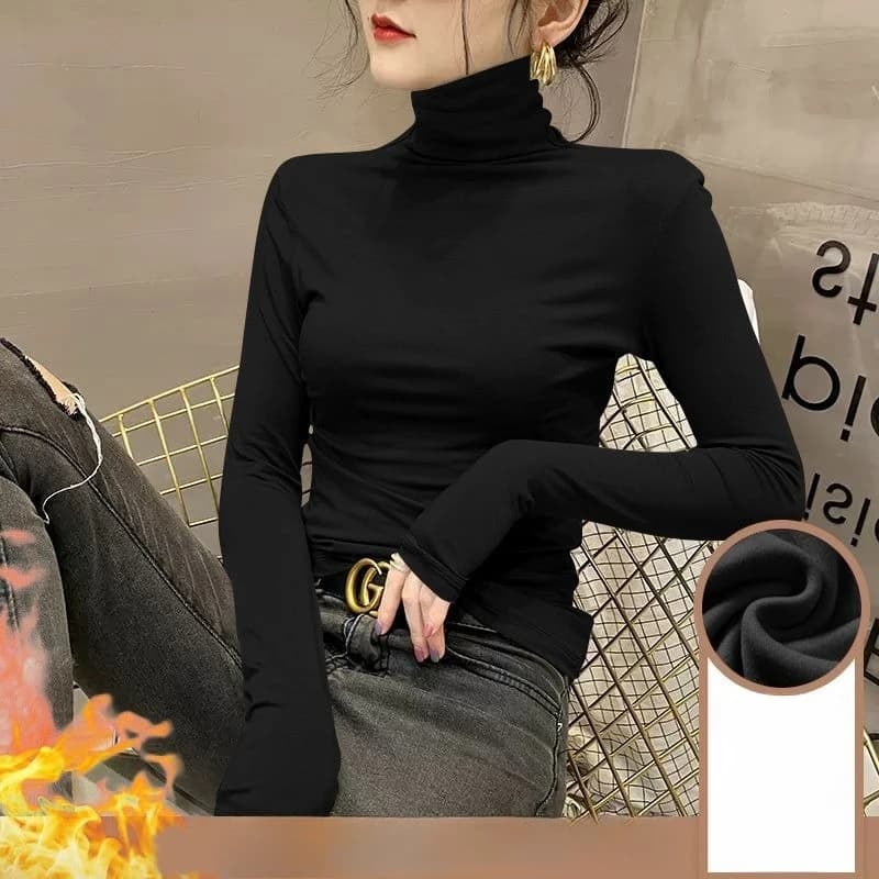 Pull à col roulé pour femme, pull élégant à manches longues, à la mode, coupe cintrée, chauffant, tr