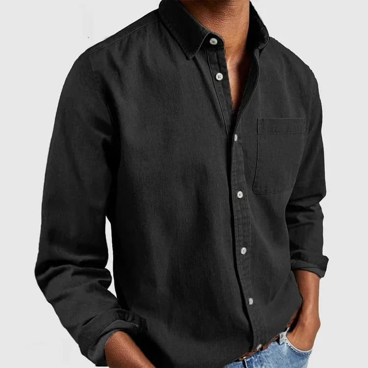 Chemise décontractée polyvalente à manches longues pour hommes, haut à col, document solide, nouvell