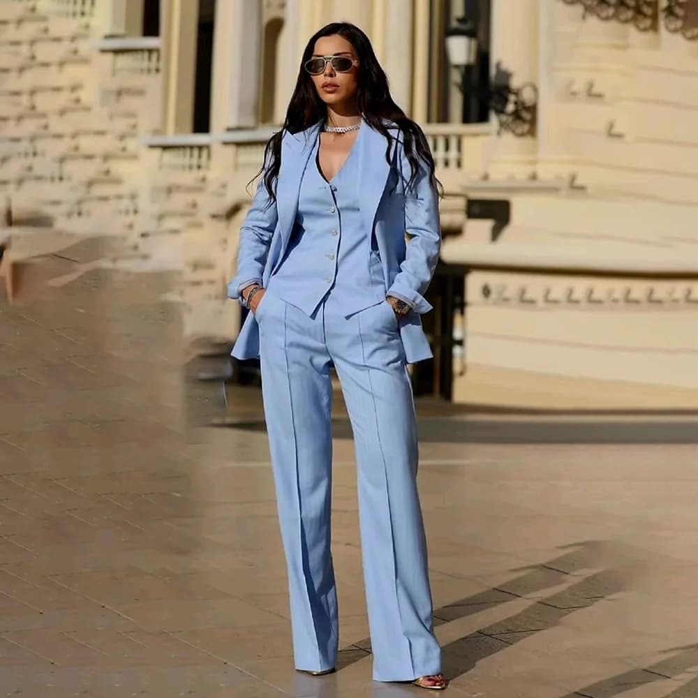Costumes pour femmes 3 pièces veste pantalon gilet intelligent décontracté bureau femme vêtements de