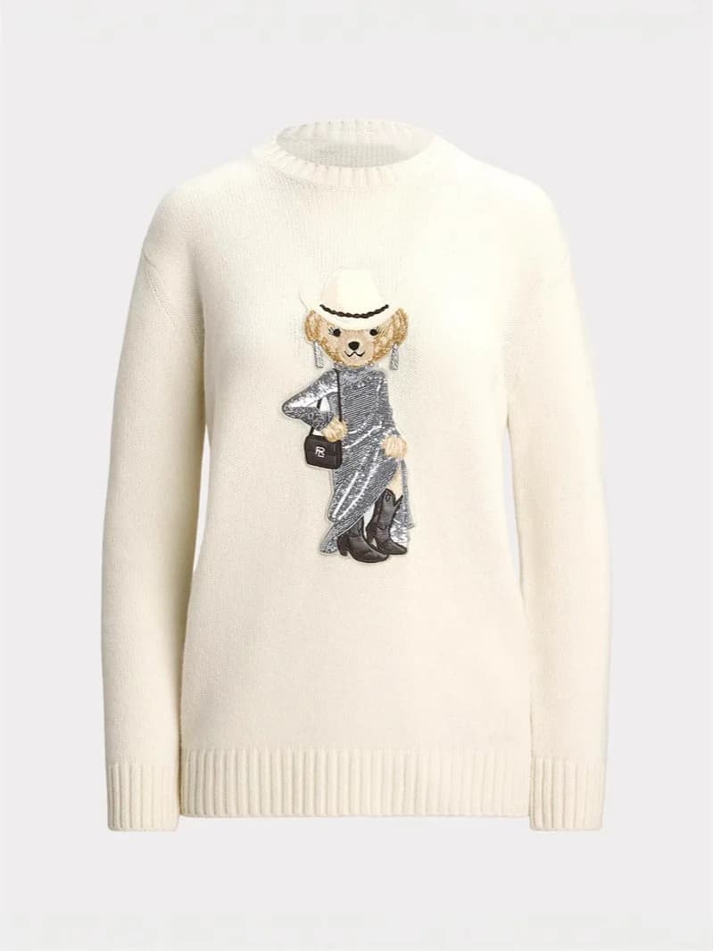 Pull en tricot Lazy Bear pour femme, ample, classique, col rond, pull en tricot, motif graffiti, man