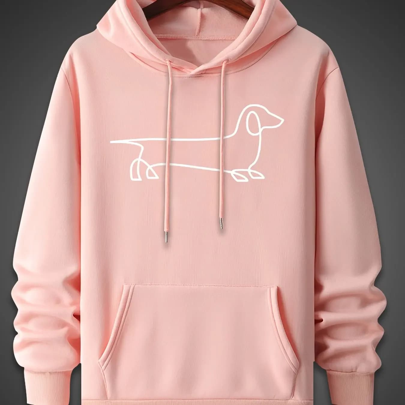 Sweat à capuche minimaliste avec poche kangourou, imprimé chien, décontracté et tendance, pour l'aut