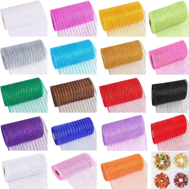 Rouleau de maille décorative de 5.9 pouces x 30 pieds, 1 paquet, ruban en maille avec feuille métall