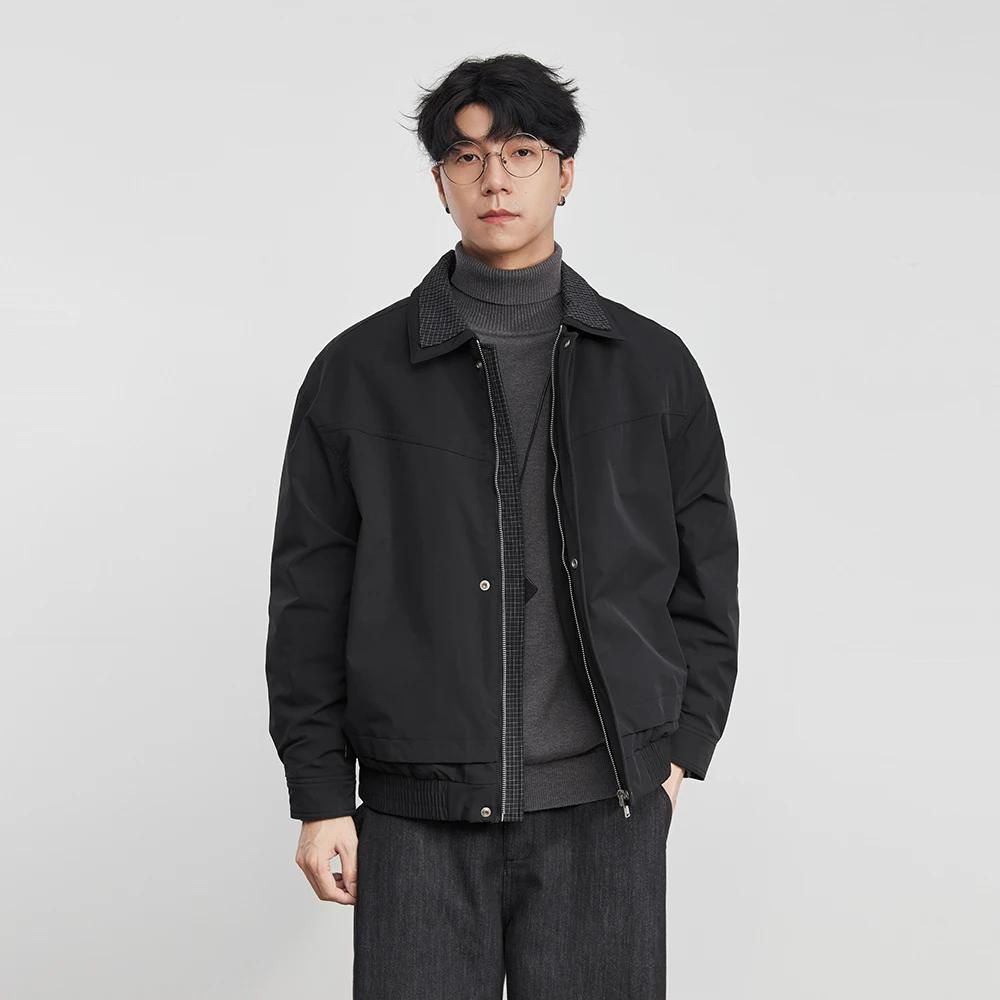 Veste en coton à col Patchwork pour homme, vêtement de travail polyvalent, rétro américain, à la mod