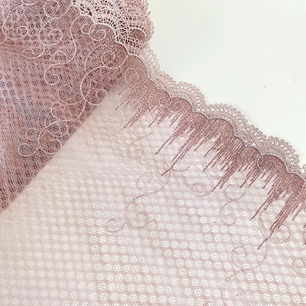 2 Yards, 23 cm, Tissu en dentelle brodée maille violette et rose, Accessoires de vêtements pour poup