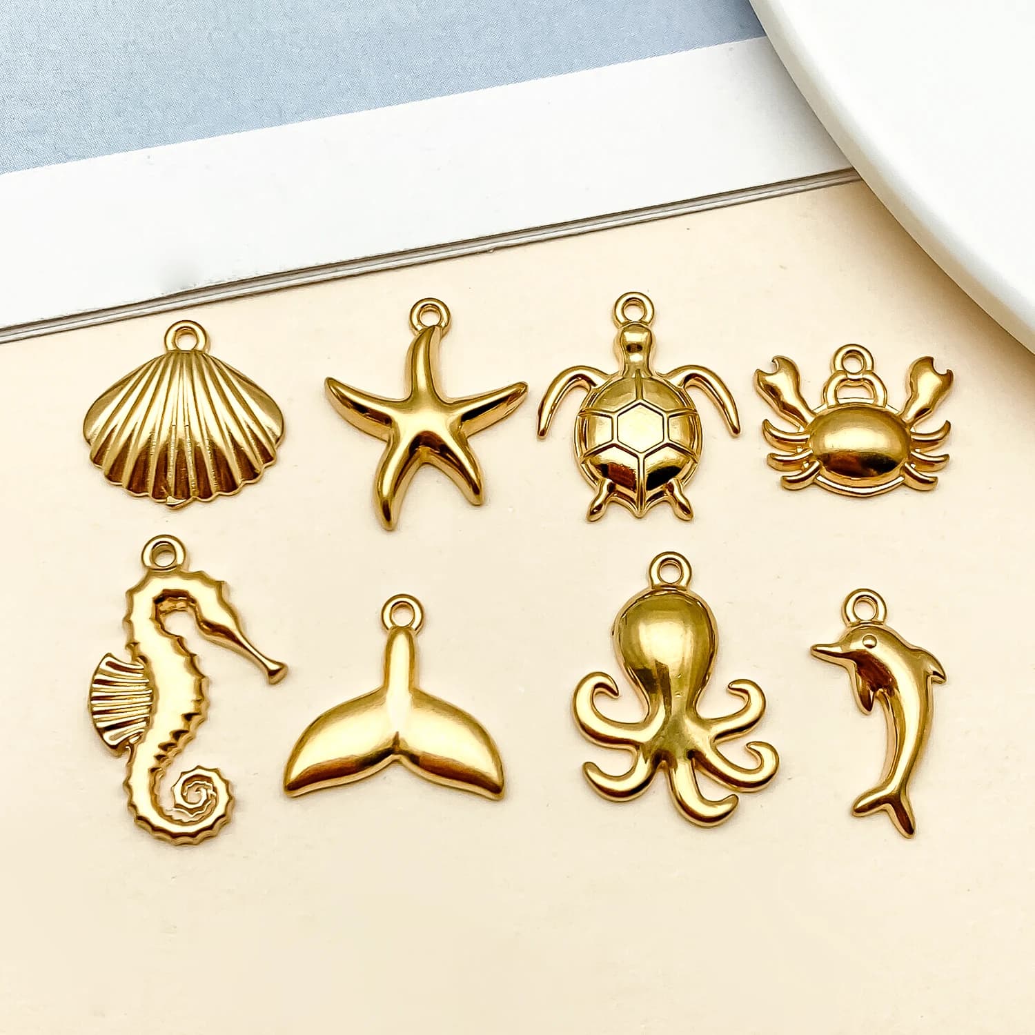 Breloques en forme d'étoile de mer en acier inoxydable, 8 pièces/lot, pendentifs en forme d'étoile d