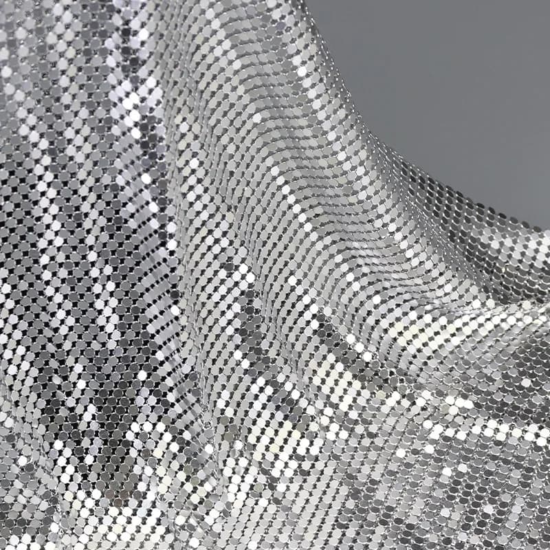 Tissu en maille métallique scintillante pour bijoux, tissu métallique à paillettes découpable pour l