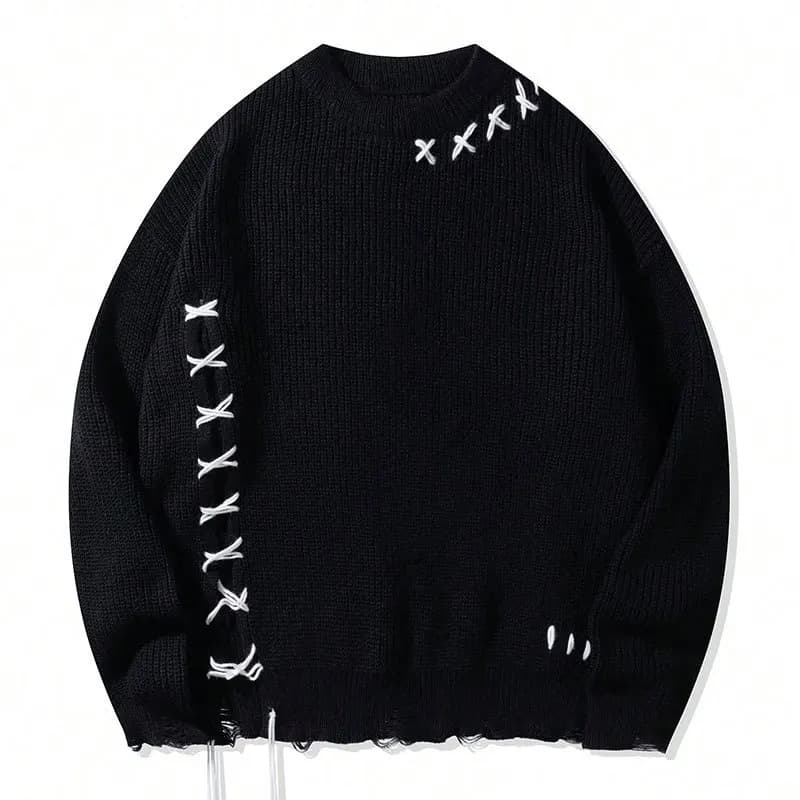 Pull tricoté pour hommes, nouveau Style, Design à dos nu avec coutures complexes, vêtement tricoté c
