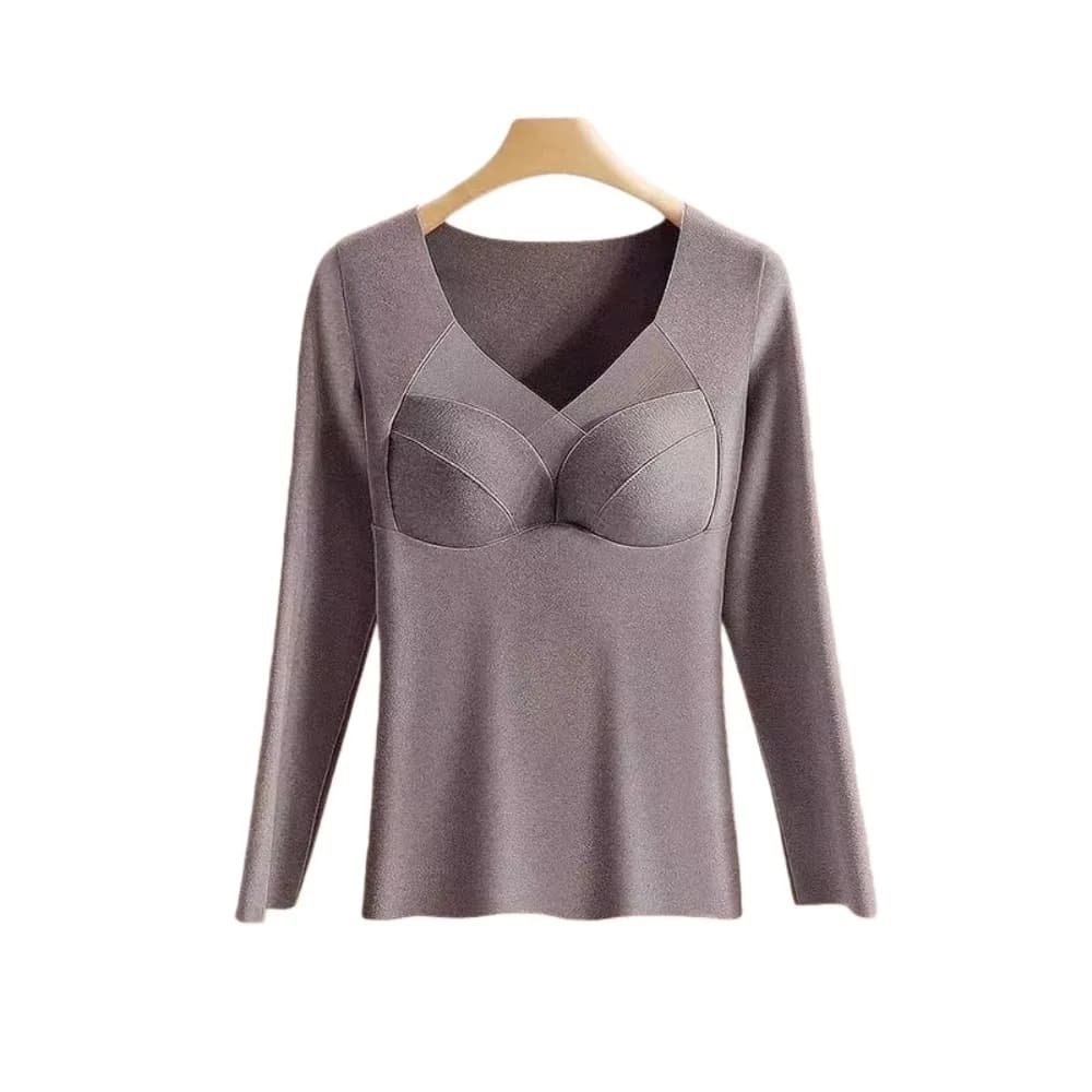 Vêtements thermiques à col en V pour femmes, couleur unie, velours polaire, sous-vêtements thermique