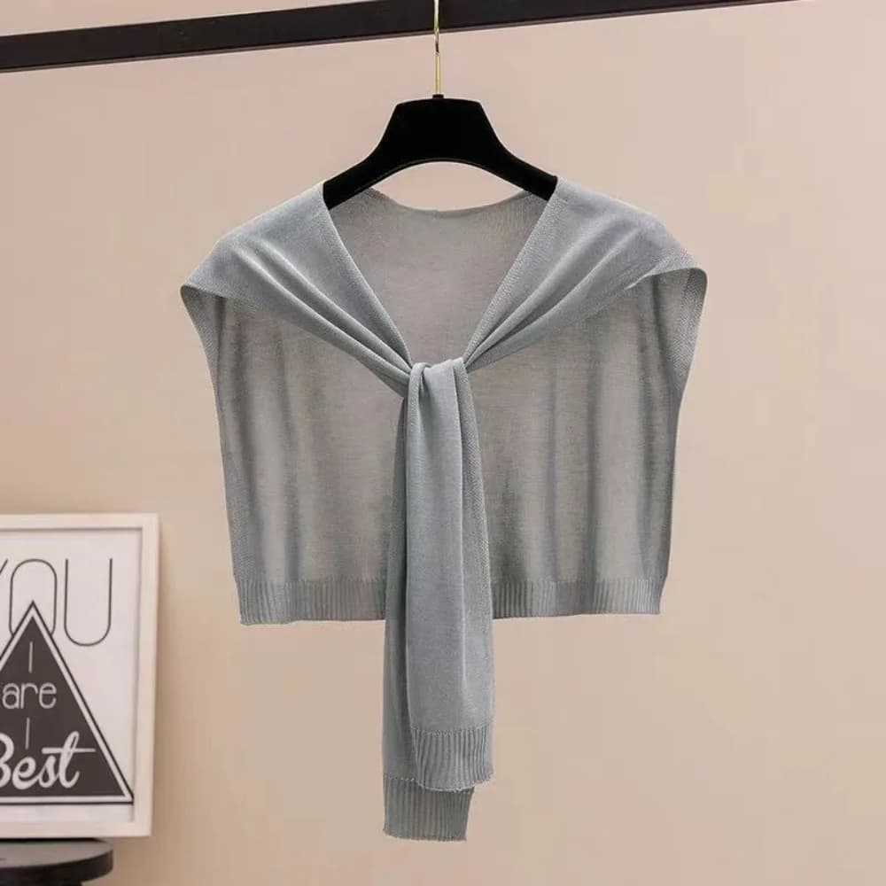 Châle fin en tricot de style coréen, design noué, léger, faux col, protège-cou, écharpe d'épaule pou