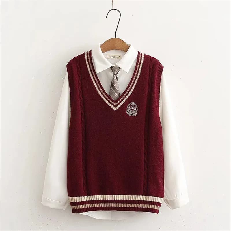 Nouvel An offre spéciale de la saison Style collégial tricoté chemise ample à manches longues et gil