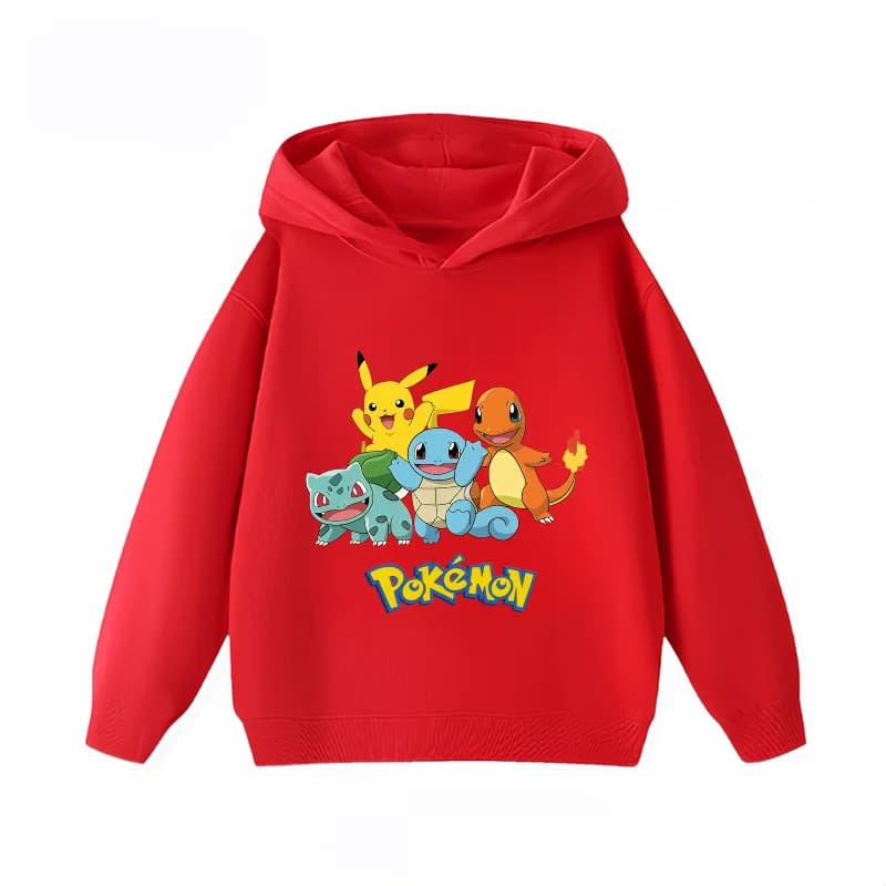 Sweat à capuche unisexe pour enfants, imprimé Pikachu mignon, automne-hiver 2026, chaud et doux, vêt