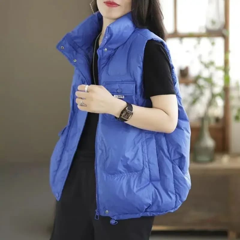 Doudoune sans manches gilets veste pour femmes manteau bouffant gilet vestes femme hiver 2025 léger 