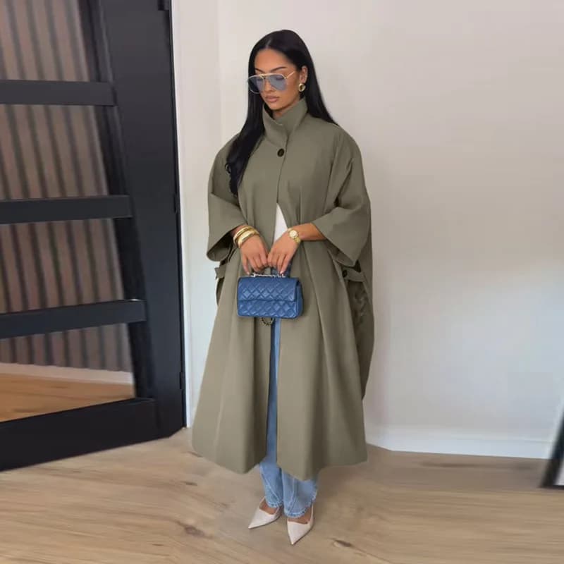 Trench-coat coupe oversize à col montant et bouton unique, nouvelle collection 2026, pour femme, déc