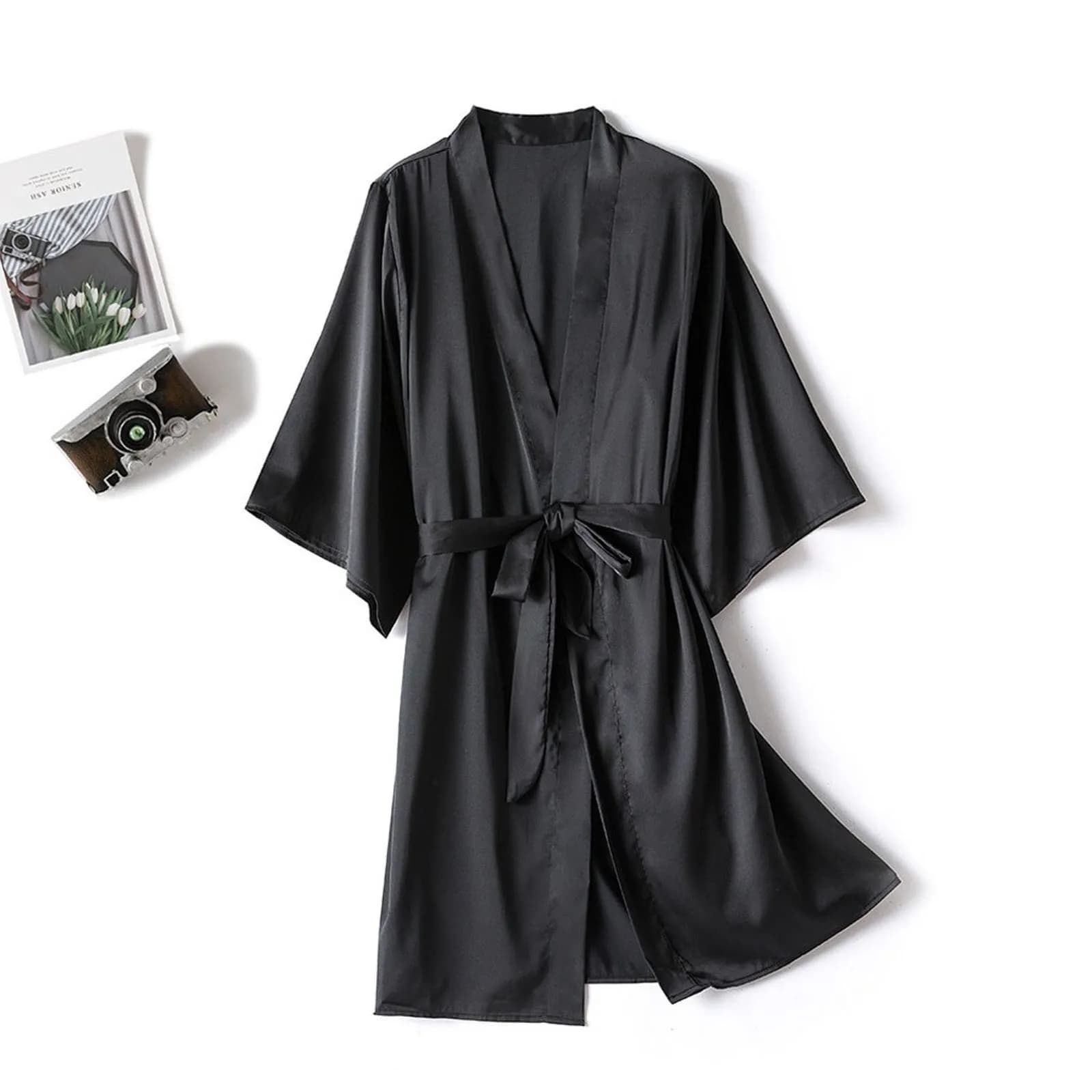 Kimono peignoir Robe femme Robe ensemble Satin vêtements de nuit décontracté chemise de nuit mariée 