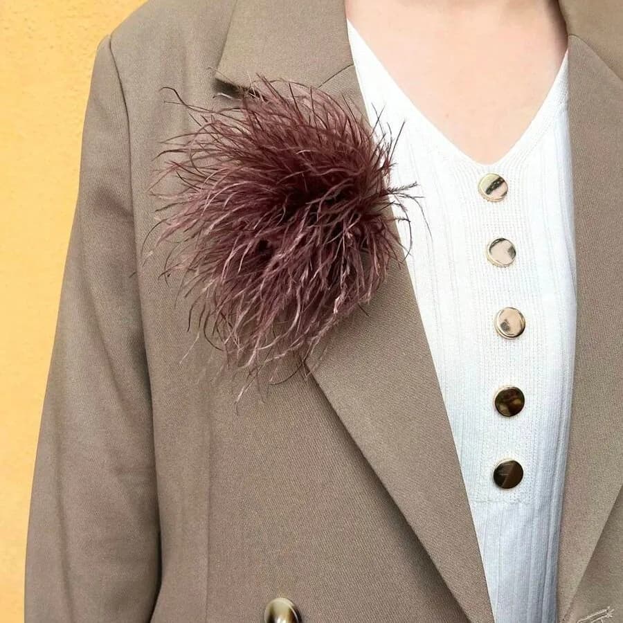 Classique rétro 15 cm qualité supérieure Emu plume Look col bouton deux-en-un mode polyvalent access